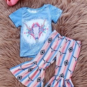 Girl's Aztec Skull Bell Bottom Set